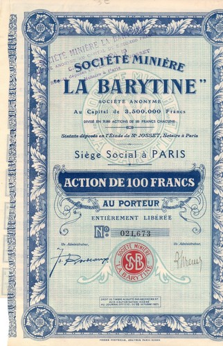 Action société minière - action,
