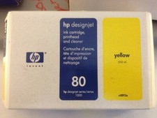 HP 80 Yellow Ink Cartridge C4848A Designjet 1050C 1055CM 350ml 10/2006 & Later