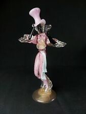 MURANO Art Glass Figurine Personnage noir et rose, feuille d'or H 30 cm Venezia