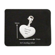 Argent Sterling Coeur Breloque Fermoir Pince Personnalisé Gravé Diplôme Cadeau
