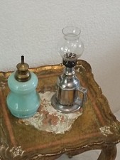 Lot lampes pigeon Et Pétrole Opaline Verte ancienne Objets vitrine