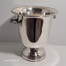 Seau A Champagne Metal Argenté Perlé Ancien
