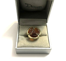 bague DAUM vermeil et pâte de verre T 54 argent massif 925 pensée ambre Bijoux