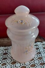 Pot/ bonbonnière vintage en opaline rose motif fleurs avec couvercle 
