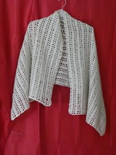 Châle Etole LARGE FAIT MAIN Femme Gris clair Fils argentés LAINE