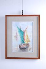 Frazza Carré Huile sur Toile Avec Frima Bateaux En Porto 24 x 34 Avec Cadre