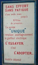 Panneau publicitaire ancien La pompe "UNIQUE" gonfleur pneus Garage 50 x 93 cm