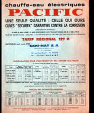 SAINT-NAZAIRE (44) CHAUFFE-EAU CUVES / PACIFIC "SANI-MAT" Tract Tarifs en 1968