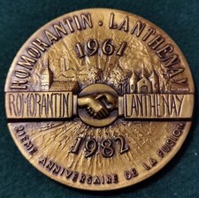 MEDAILLE BRONZE ♦ ROMORANTIN LANTHENAY Anniversaire de la fusion 1982 par Chanal