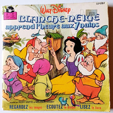 DISNEY "Blanche Neige Apprend L'heure", Vinyl Livre-Disque SP 45t, 1973 