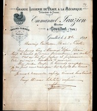 GRAULHET (81) MOULIN / LISSERIE de PEAUX & FARINE "Emmanuel JAUZION" en 1899