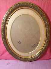 RARE Très grand cadre ancien ovale bois et stuc vitré sorti de grenier