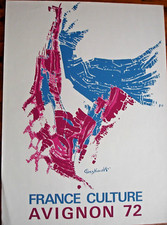 AFFICHE LITHOGRAPHIQUE - FESTIVAL AVIGNON 1972- GIOVANNI PASZKOWSKI- 74X54 CM