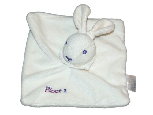 Doudou plat lapin blanc - , bleu