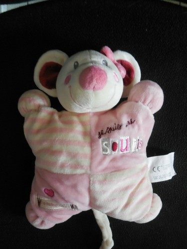 Doudou peluche souris blanche - souris,