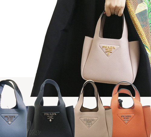 Sac main cuir bleu prada - cuir,