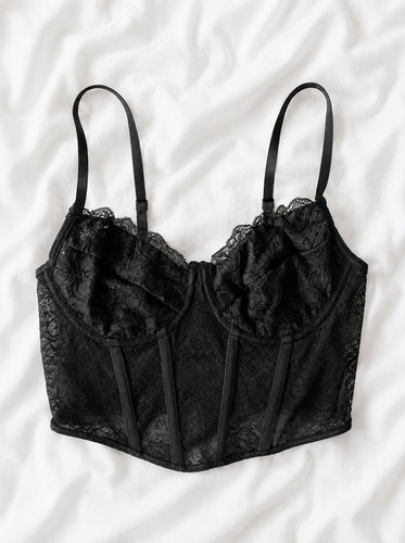 Corset noir dentelle - en,