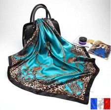Foulard Carré Mode Pour Femme 90X90cm imprimé soie Satin motif 1