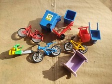 Lot PLAYMOBIL - Accessoire du quotidien Vélo Poubelle Brouette Landeau