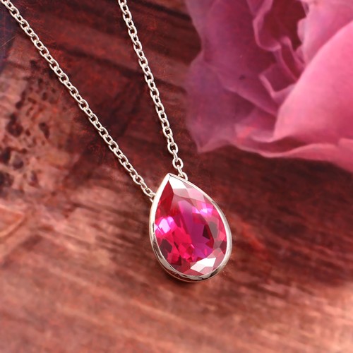 Pendentif saphir rose ceylan - pendentif,
