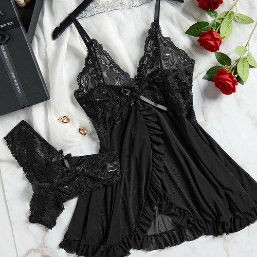 Nuisette dentelle noire - , +