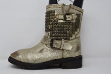 A085 ASH BOTTINES MOTARD CLOUTEES DOREES T.39 UK 6 VALEUR 310 €