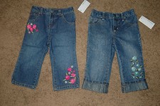 NWT Girls Greendog Embroidered Flower Denim Jeans Size 18M Nice LQQK Free Ship!