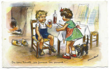 CPA " GERMAINE BOURET *** Dis donc Nénette , pas fameux ton pinard !... ***