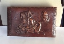 Boite à cigares musicale bois et cuir gaufré Don Quichotte Cervantes