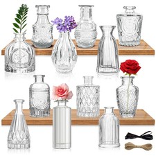 Lot de 12 Mini vases en Verre Petits Centres de Table à Roses Transparentes D...