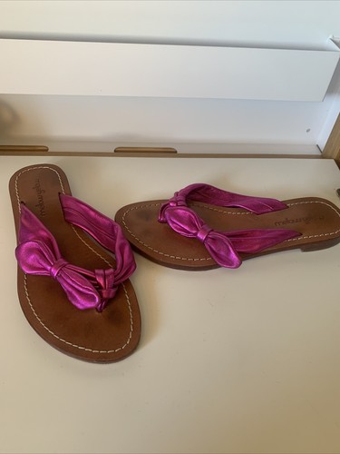Chaussures tongs cuir rose - cuir,