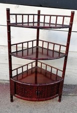 Etagère , Encoignure en Acajou , Imitation Bambou , Porte à Rideau , Ancienne