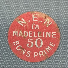 ANCIEN JETON NEN LA MADELEINE 50 BONS PRIME en fer émaillé #63
