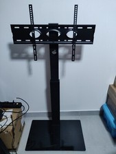 Meuble TV Pied Fixe Réglable en Hauteur Support Pivotant Téléviseur de 32 à 65''