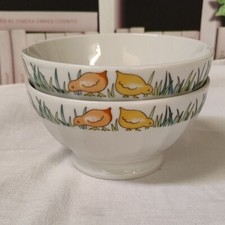 2 Bols Côtelé Porcelaine Apilco Décor Poussins / Ref 1