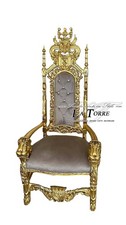 Trône De Re Avec Lions En Style Baroque Fauteuil Alta Roi Feuille Or Velours To