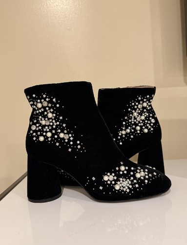 Zara black velvet pearl - velvet, and