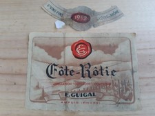 étiquette vin Côte Rôtie 1952 ancienne Domaine GUIGAL Rhone wine label