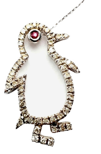 Pendentif pingouin diamant - pingouin,