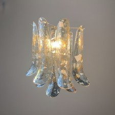 Lustre Italien Murano Venini 12 Selles En Verre Avec Inclusions Or 70’s