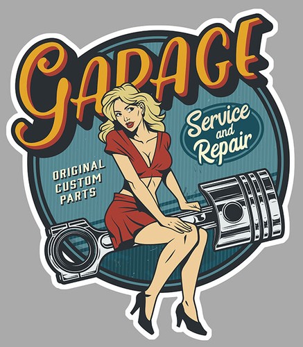 Sticker pin vintage garage - sticker,
