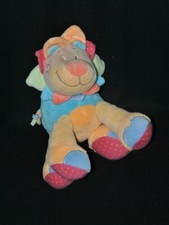 Peluche doudou lion Oasis NATTOU bleu orange rose palmier 30 cm TTBE