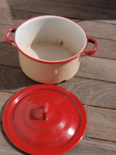 Antique lidded enamelware - lidded,