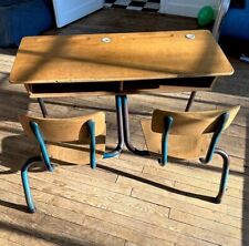 Bureau Enfant 2 Places vintage métal et bois