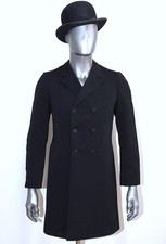 French 1920s Antique Black Wool Tailored Frock Coat BELLE JARDINIERE Size S