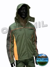 Veste Chasse Softshell Imperméable Coupe-Vent Antispina Bicolore Vert/Orange
