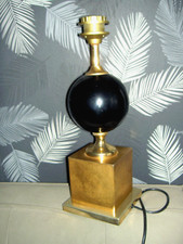 Pied LAMPE LAMPADAIRE métal Noir et Or Design BARBIER vintage 1970 pas abat jour
