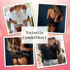 ❤️ Combishort Satin & Dentelle Glamour Sexy Nuisette ❤️ Shorty Secret Babydoll
