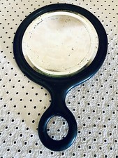 Superbe miroir ancien à main – Ébène & argent – Napoléon III – XIXe siècle