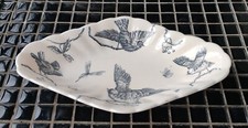 Ancien Ravier Petit Plat Longchamp Terre de fer Oiseaux R Charbonnier/Art Table